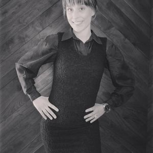 DVF black wool sheath dress with leather accents